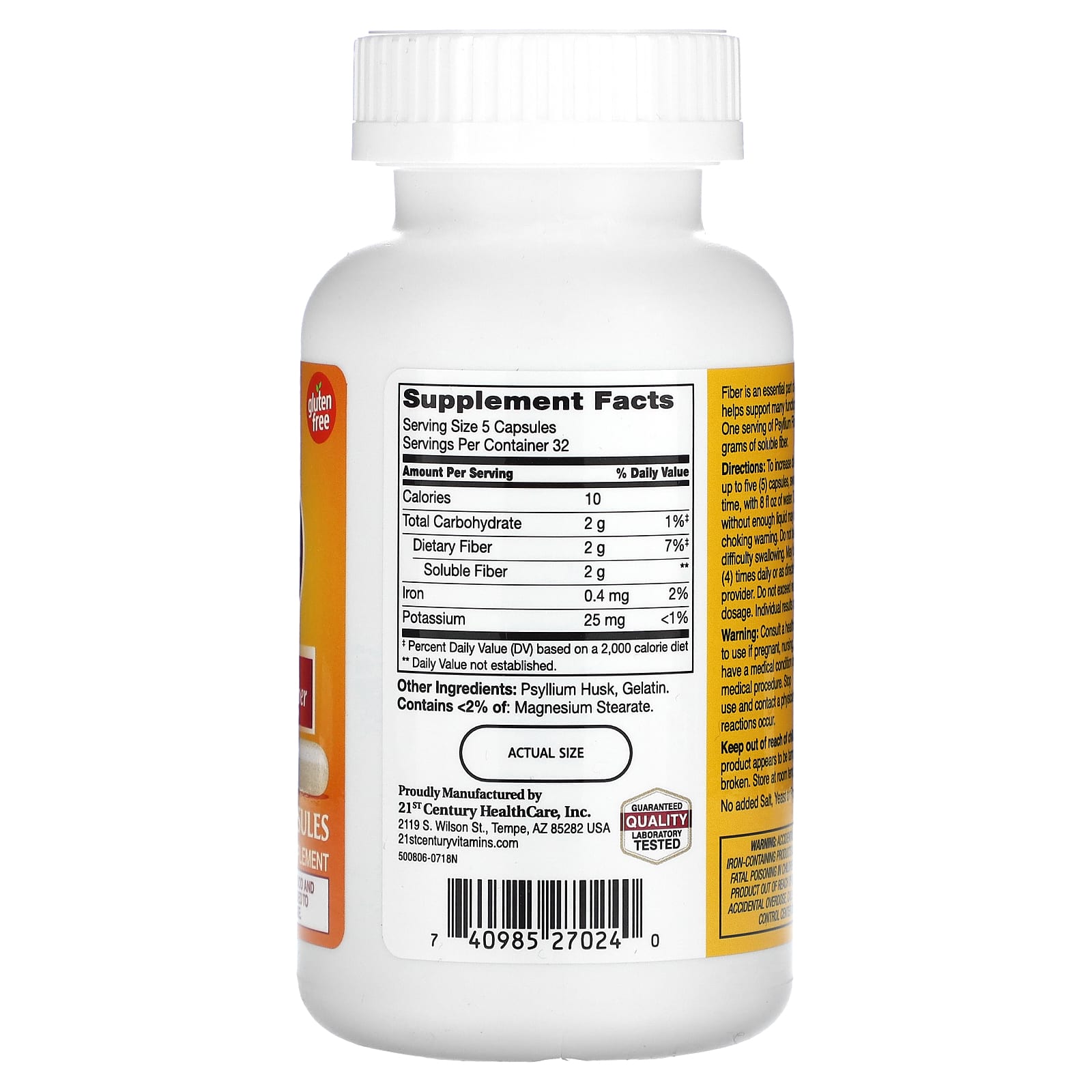 21st Century, Psyllium Fiber, 160 Capsules - Medaid International