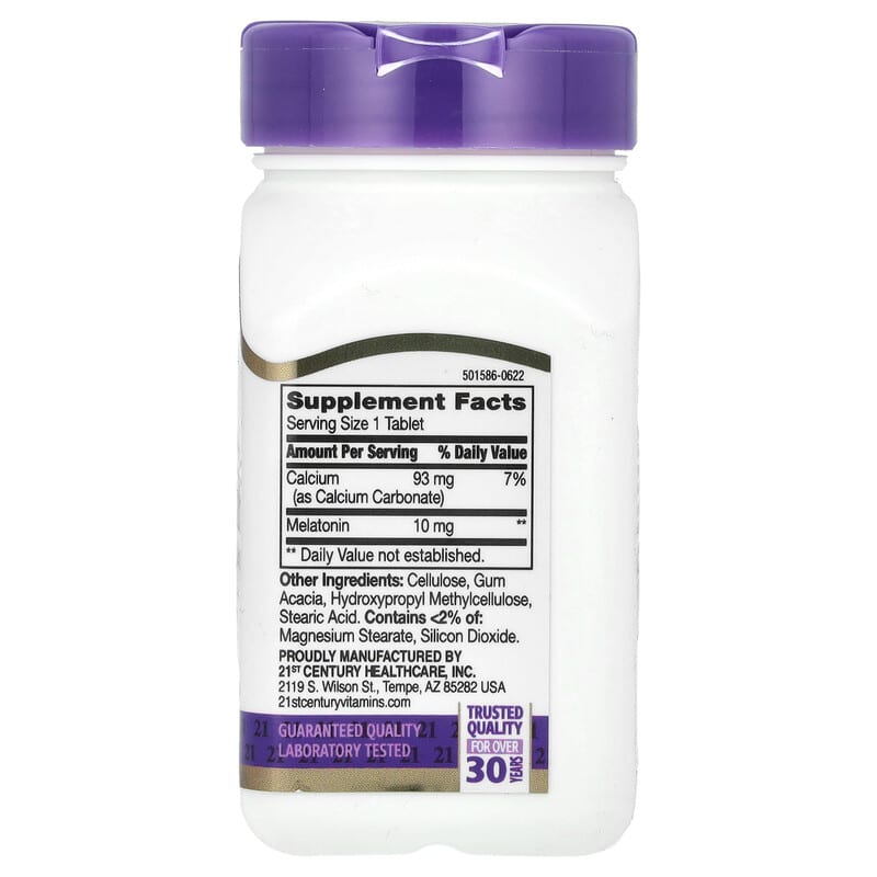 21st Century, Melatonin, Extra Strength, Prolonged Release, 10 mg, 120 Tablets - Medaid International