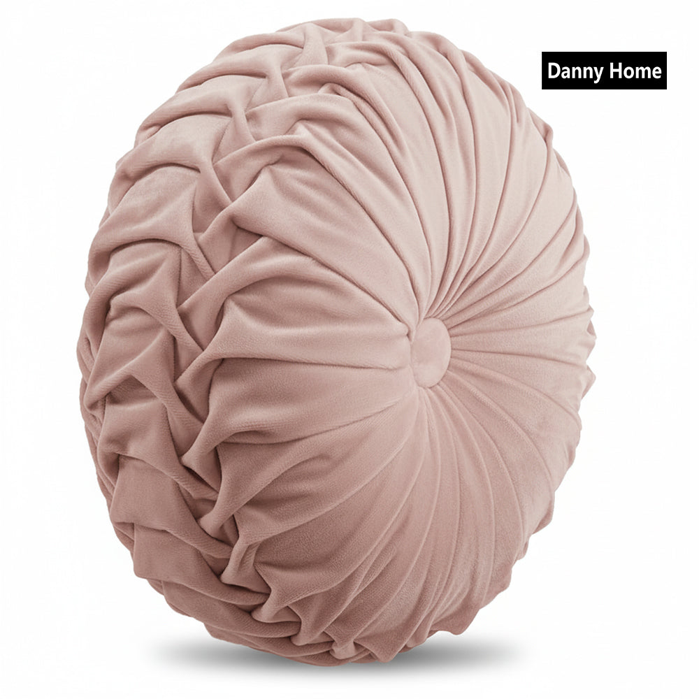 Danny Home 40-cm Round Sofa Cushion Pink Color Velvet Home Decor