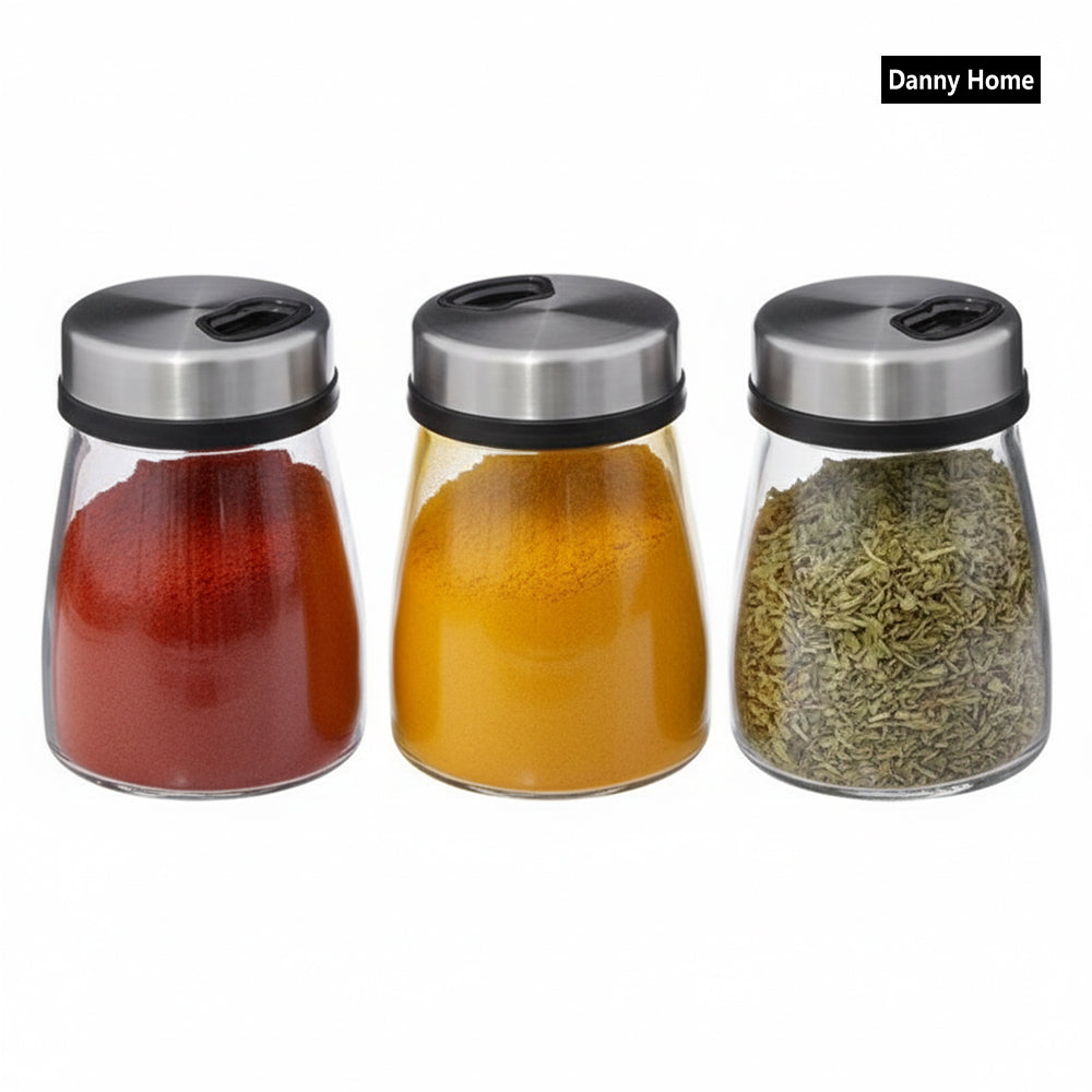 Danny Home 3-Pcs Spices & Salt Glass Jar With Stainless steel lid 250ml