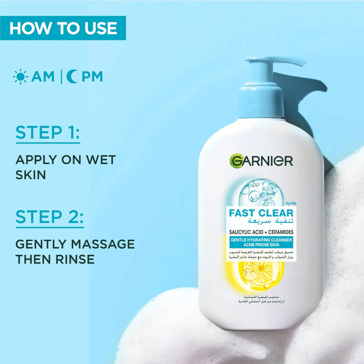 Garnier Fast Clear Gentle Cleanser Hydrating Face Wash 250ml – Clear Skin Care