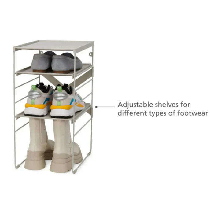 Level Plus Adjustable Triple Shoe Rack in Ecru - Medaid International