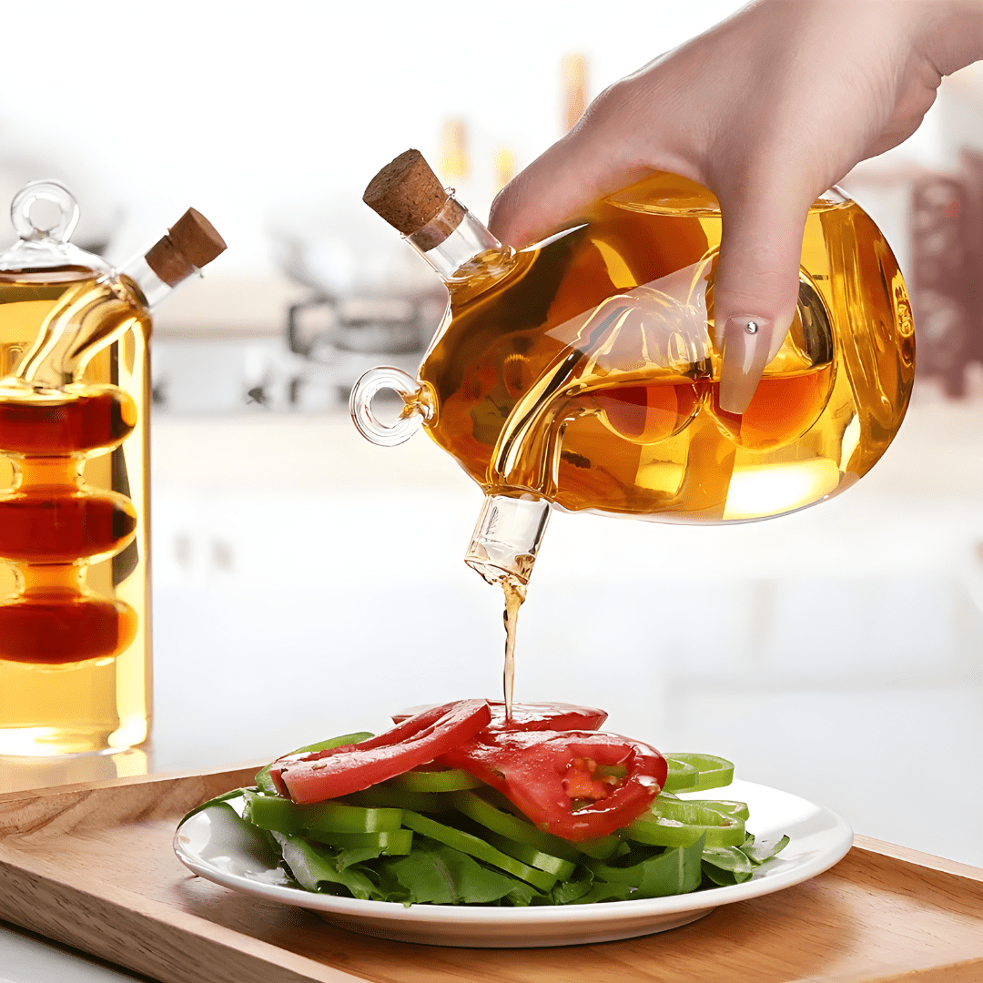 2-in-1 Oil and Vinegar Glass Dispenser Bottle – 350ml