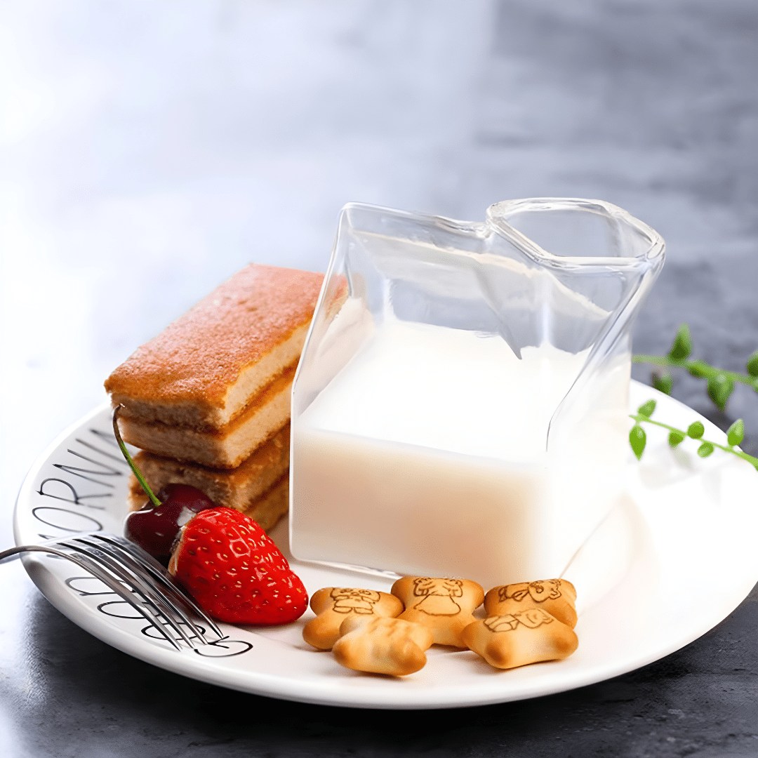 Milk Box Shaped Glass Cup – 350ml, Heat-Resistant
