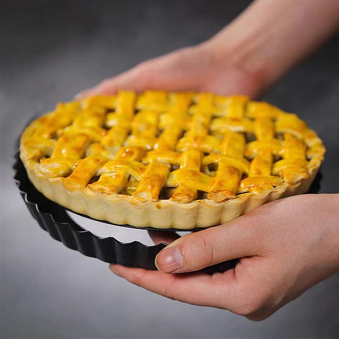 Danny Home Carbon Steel Premium quality , Non-stick Detachable Round Tart Pan 30cm