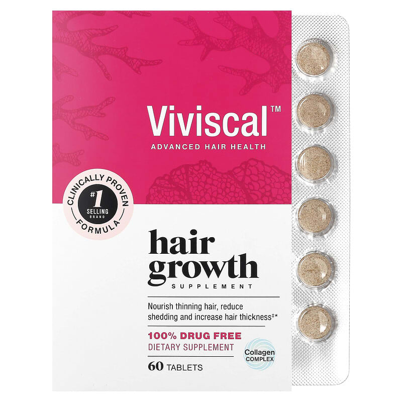 Viviscal Hair Growth Supplements for Women, Thicker Fuller Hair Support for Thinning Hair and Hair Loss, with Biotin and Marine Collagen, Drug-Free, 180 Tablets, 90-Day Supply