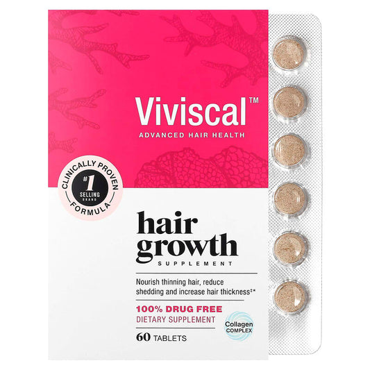 Viviscal Hair Growth Supplements for Women, Thicker Fuller Hair Support for Thinning Hair and Hair Loss, with Biotin and Marine Collagen, Drug-Free, 180 Tablets, 90-Day Supply