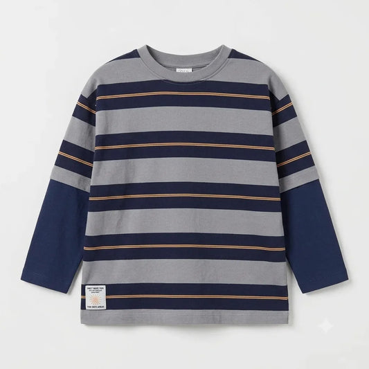 Zara Boy's Grey & Navy Multi-Layer Striped Blouse | Zara In Lebanon