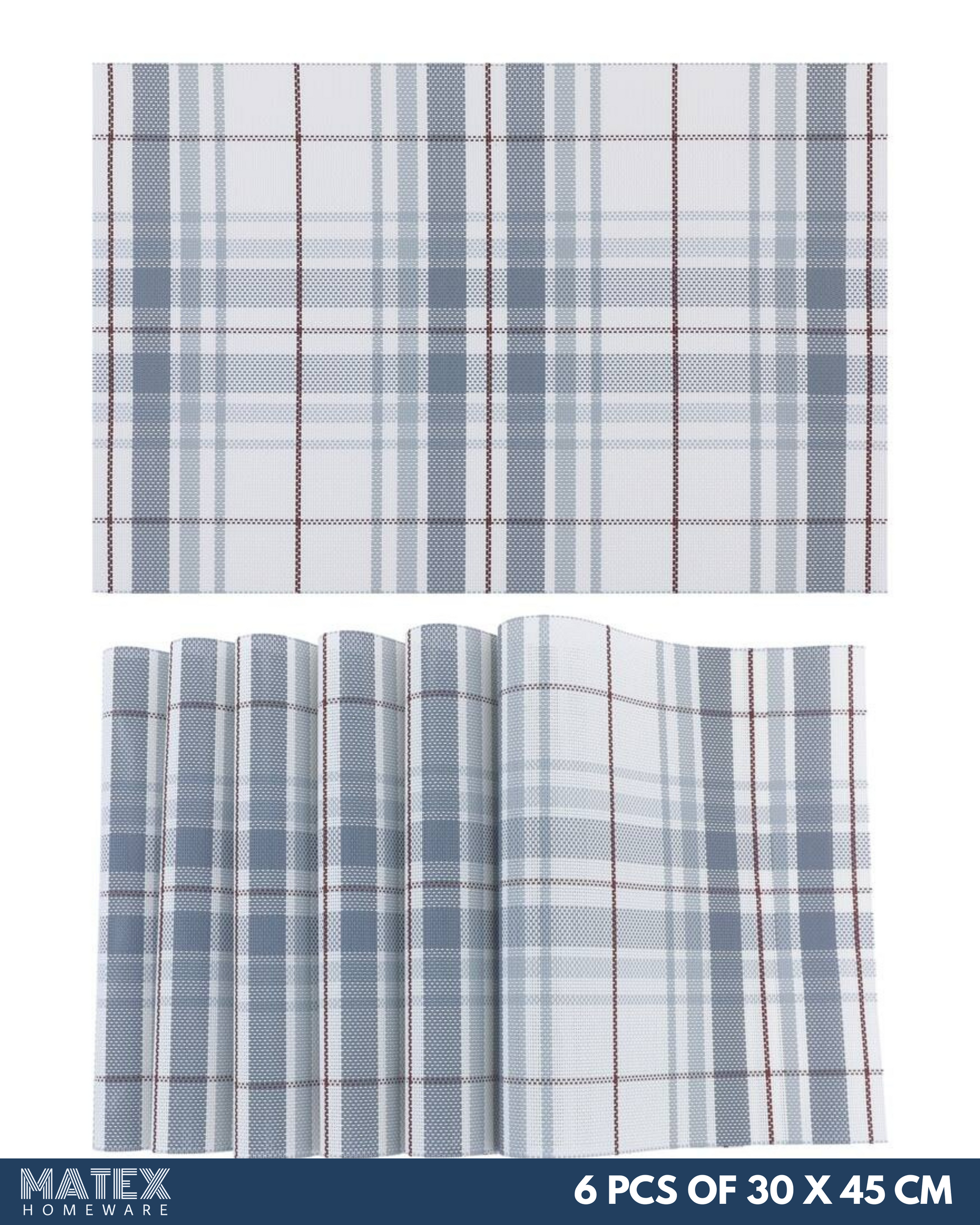 Blue Texture Place Mats 6pcs for Table