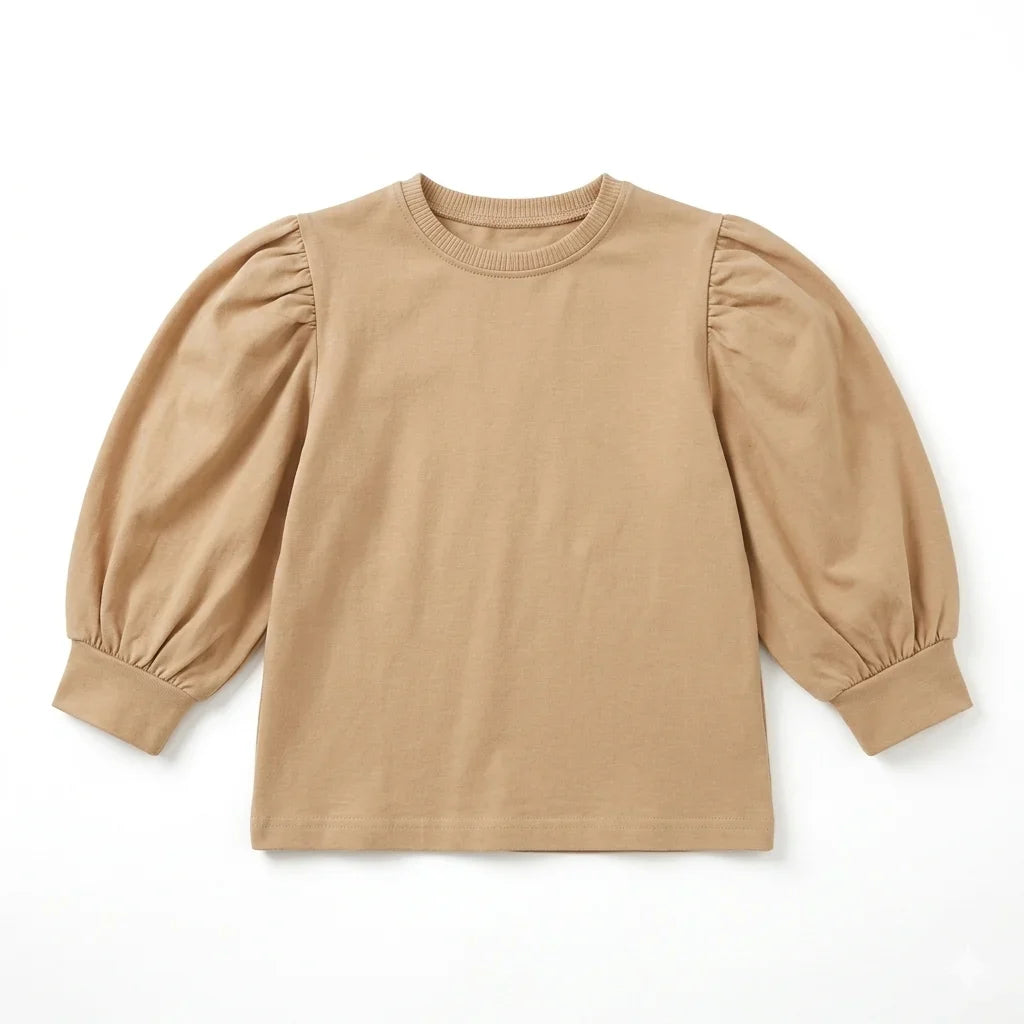Zara Girl's Tan Puff Sleeves Blouse | Zara In Lebanon