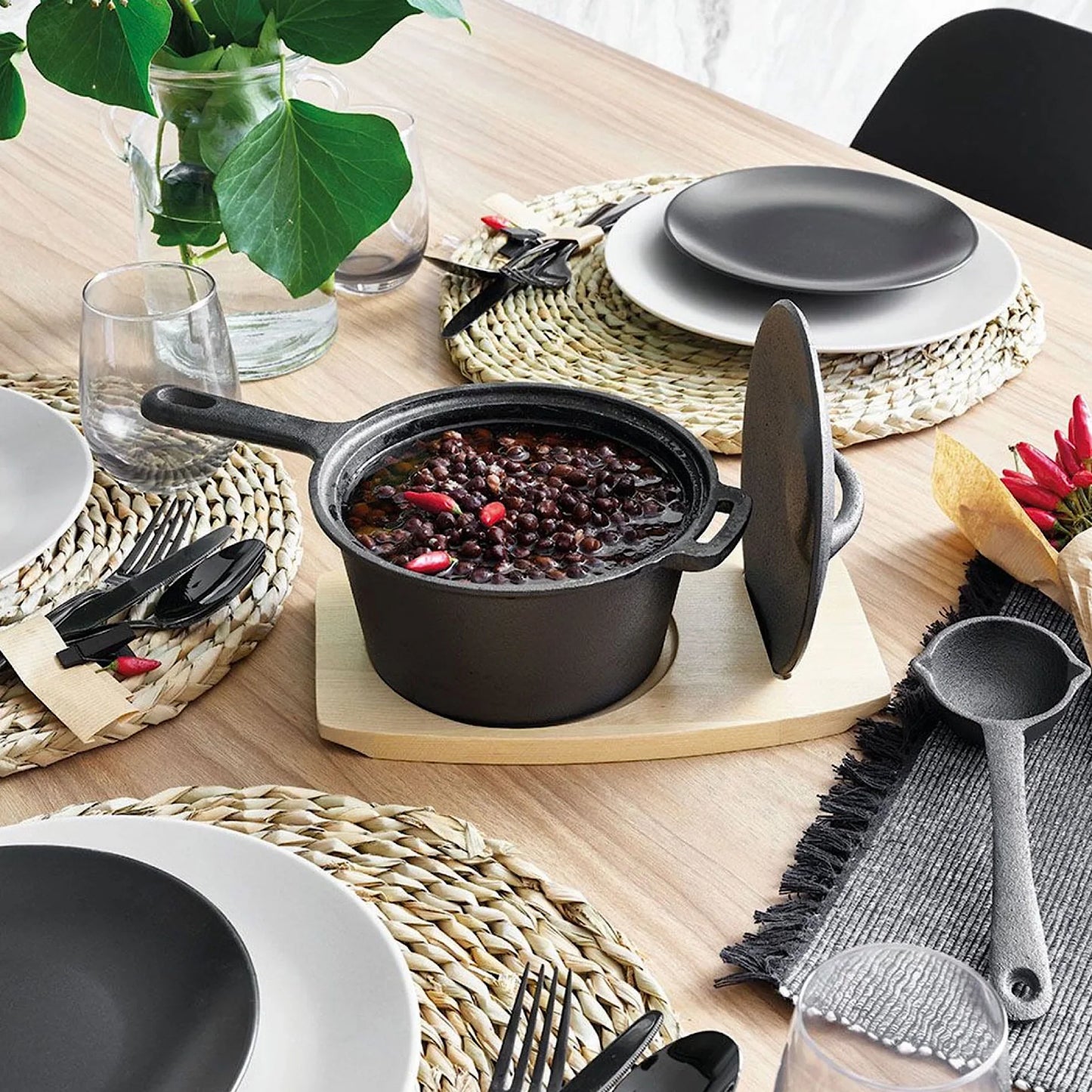 Tognana Fusion Taste Cast Iron Casserole 18cm + Wood Base