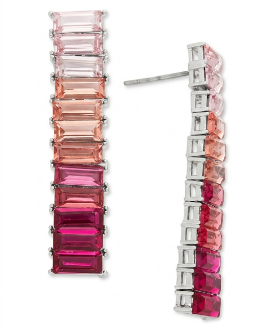 On 34th Women's Multi Pink Silver-Tone Baguette Crystal Earrings | On 34th In Lebanon
