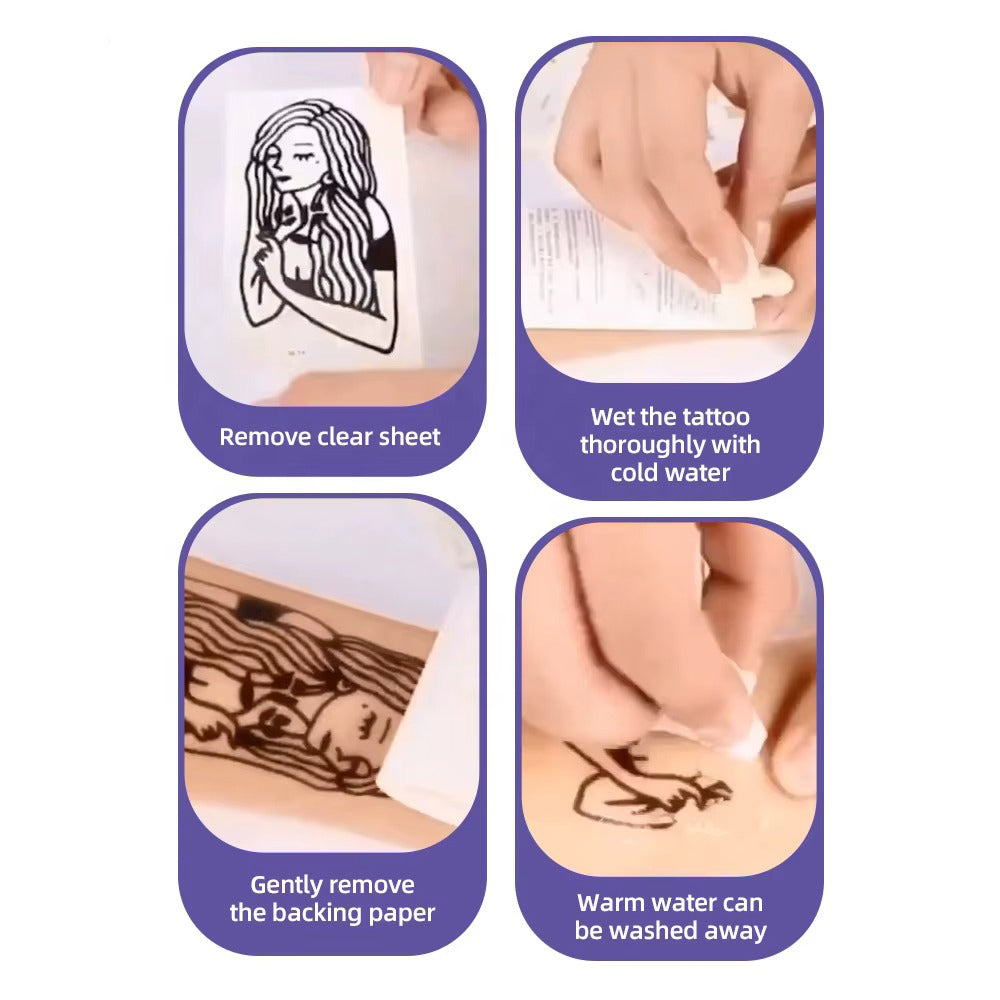 Tattoo Set With Pen Stickers Pretend Play Makeup Fashion Beauty Kit Washable Glitter