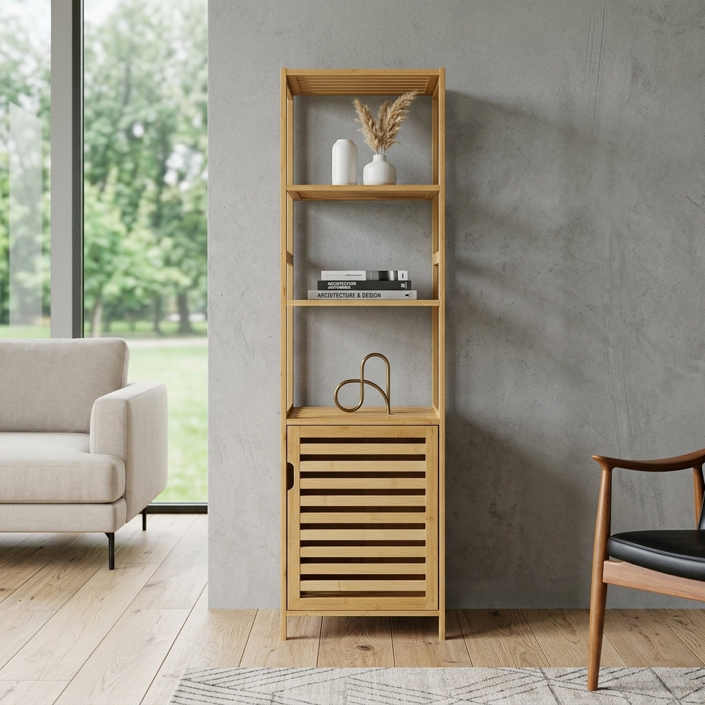 Bamboo Storage Cabinet with Shelves