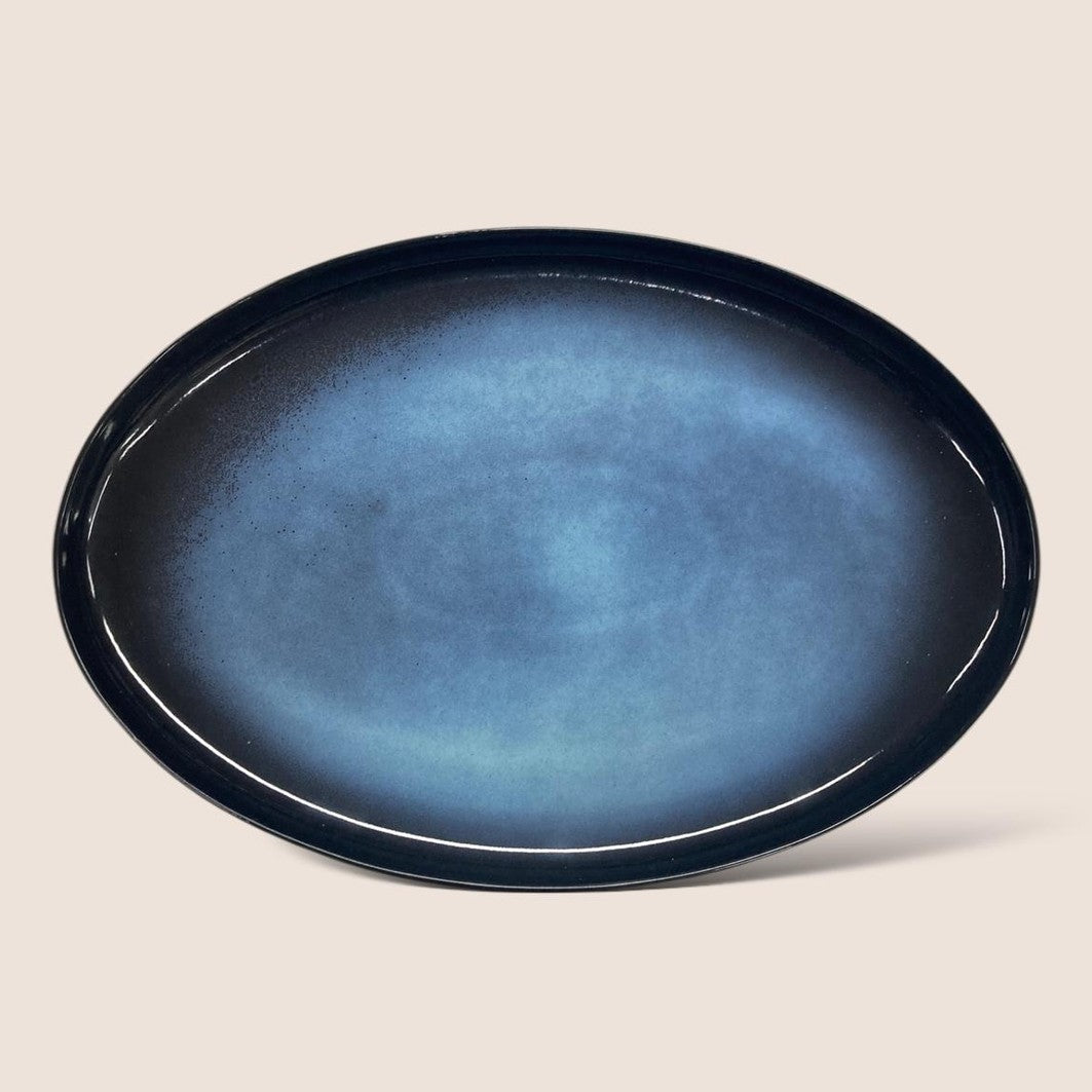 Dosthoff Blue Glazed Oval Dish 36 cm