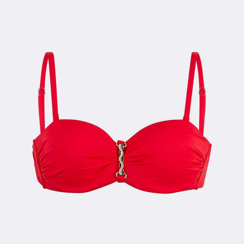 Oil And Gaz Stylish Women Beach Bandeau Bra Red - Medaid International