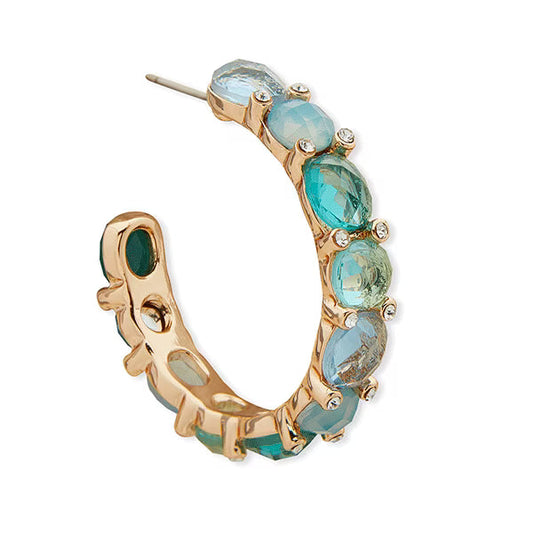 Anne Klein Women's Multicolor Gold-Tone Small Mixed Stone Hoop Earrings | Anne Klein In Lebanon