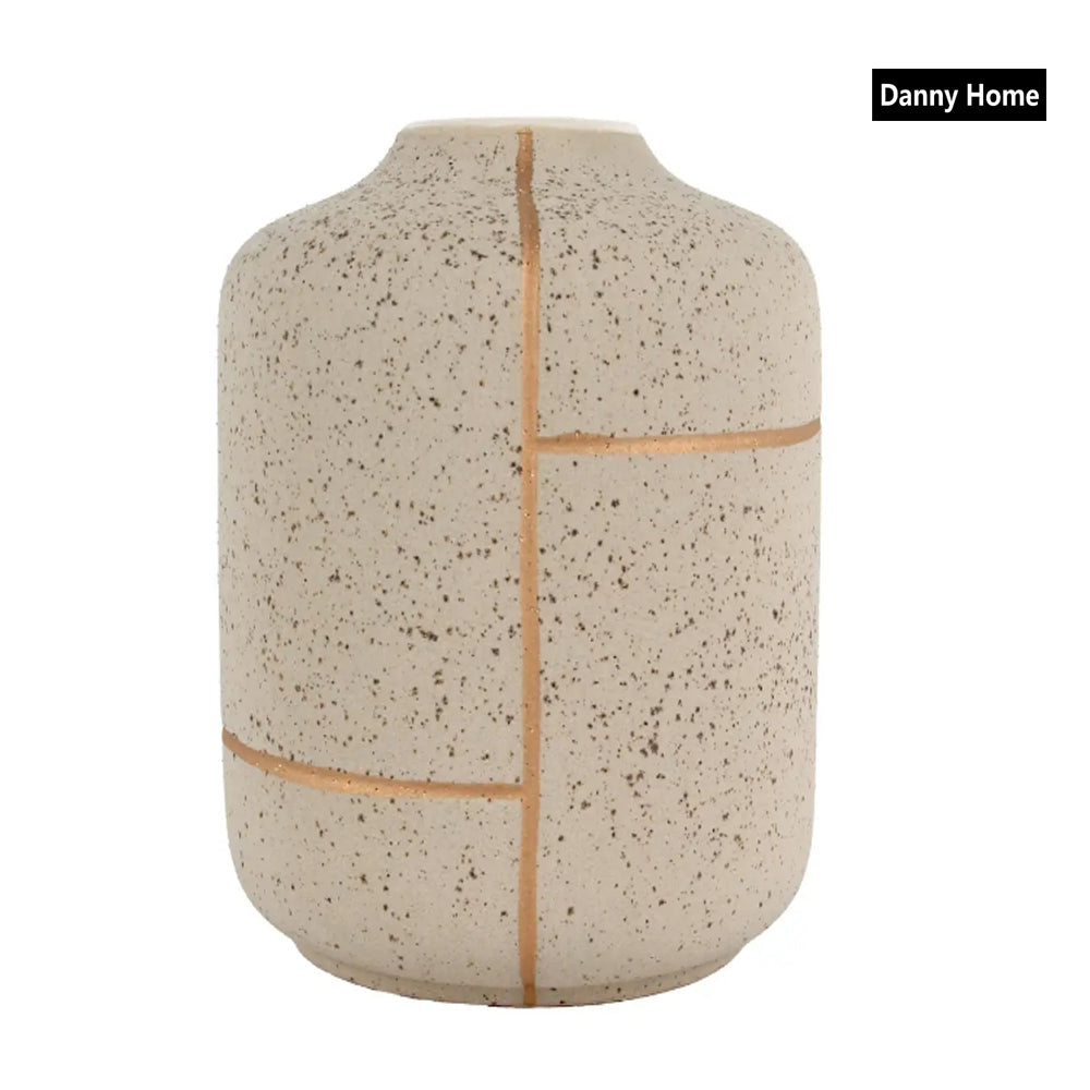 Danny Home Decorative ceramic vase 28cm – Beige and Gold