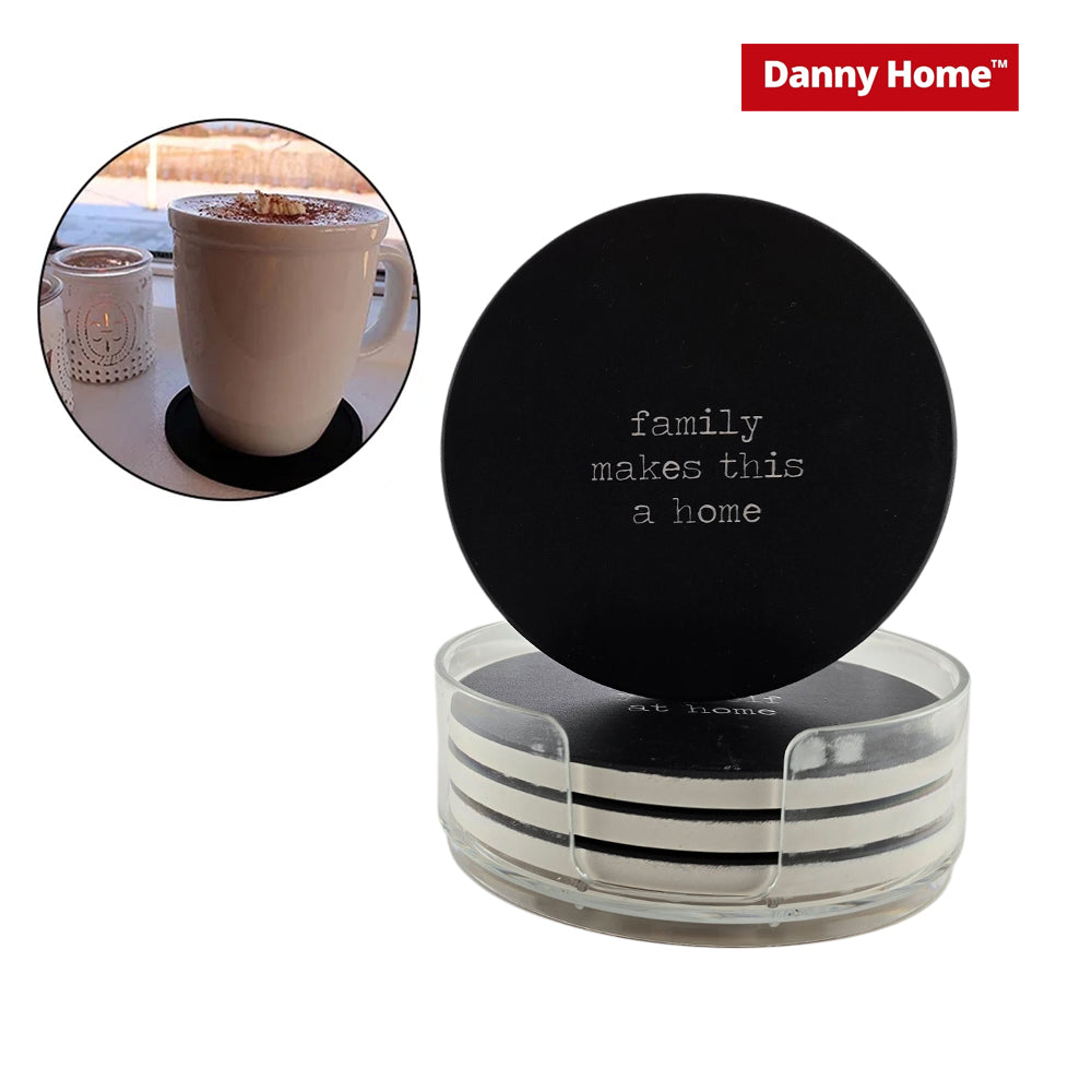 Danny Home Black Porcelain Round Drink Coasters