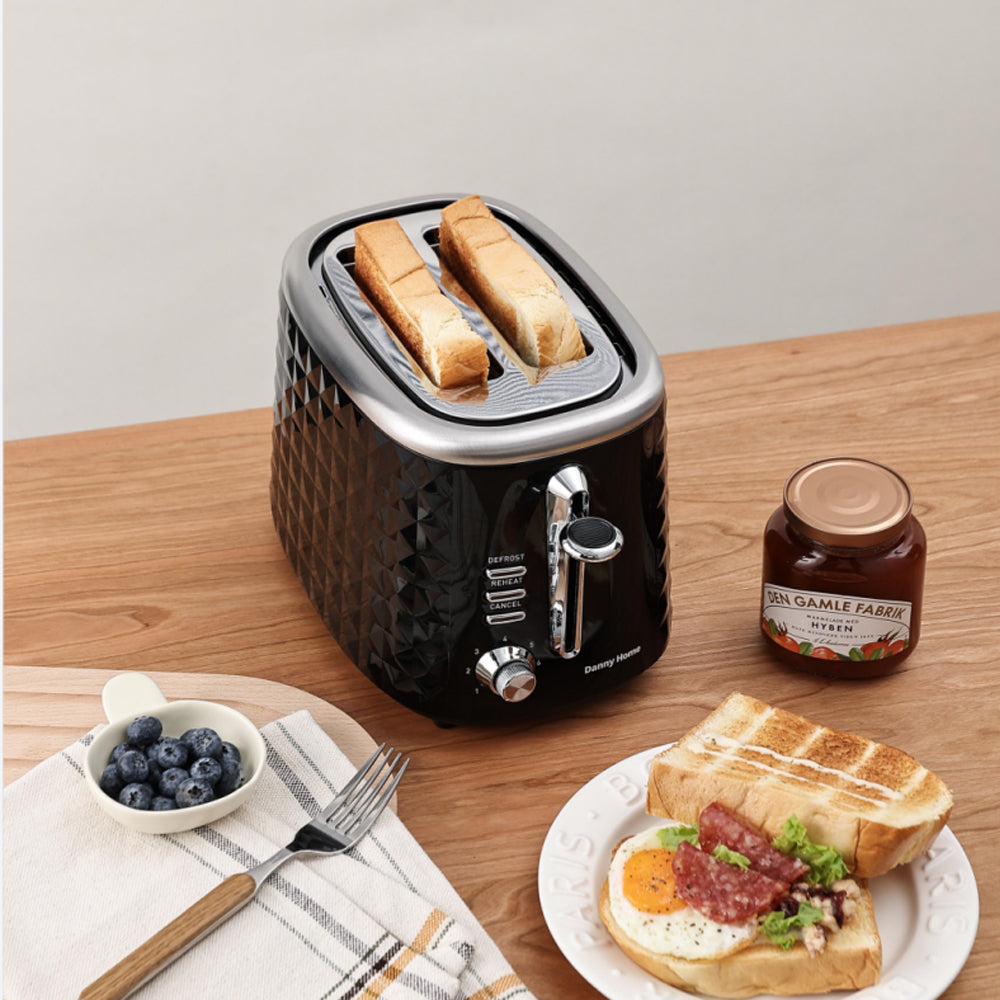 Danny Home Black Two Slice Toaster 28.5cm