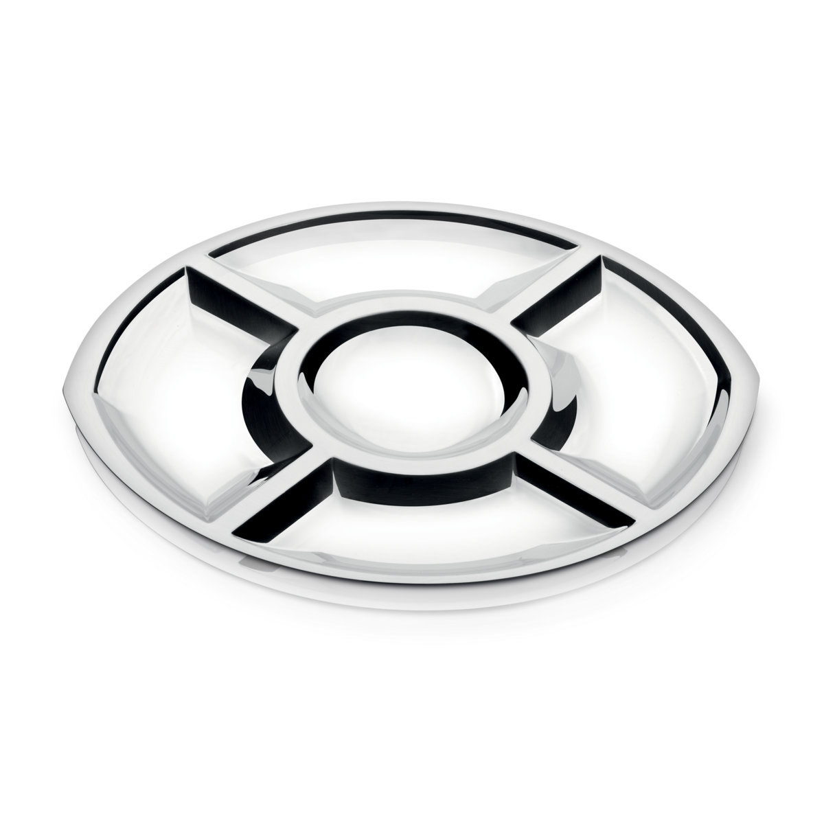 Tramontina stainless steel snack dish with five compartments