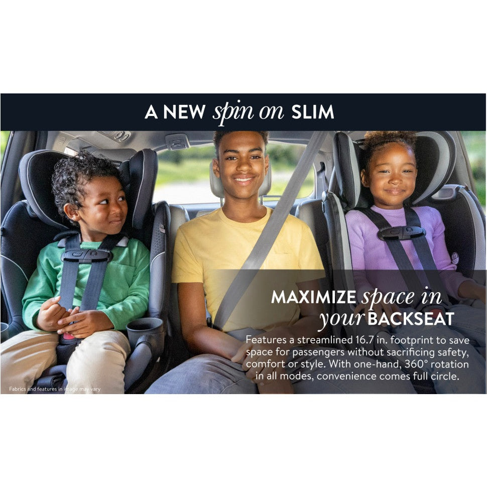 Evenflo® Revolve360™ Slim 2-in-1 Rotational Car Seat with SensorSafe™ obsidian black