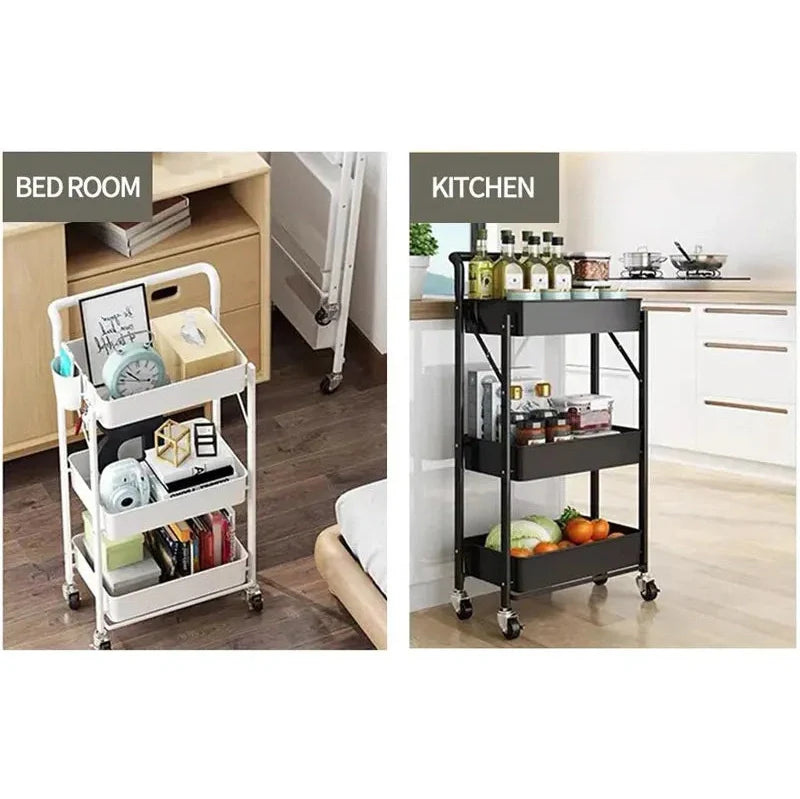 3-Layer Wheeled Carbon Steel Trolley