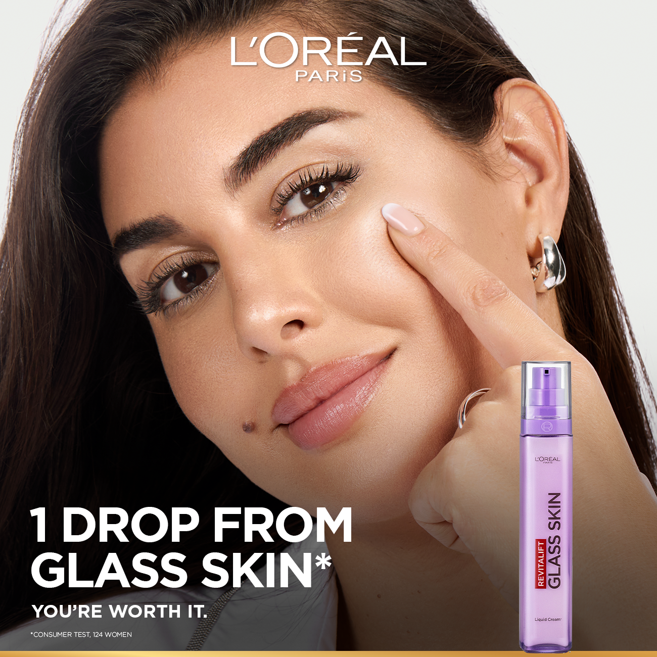 L’Oréal Paris Revitalift Glass Skin Liquid Cream: 1 drop for 100H Glowing Hydration With Hyaluronic Acid & Vitamins B3+B5+C for Dewy, Plumped Glass Skin