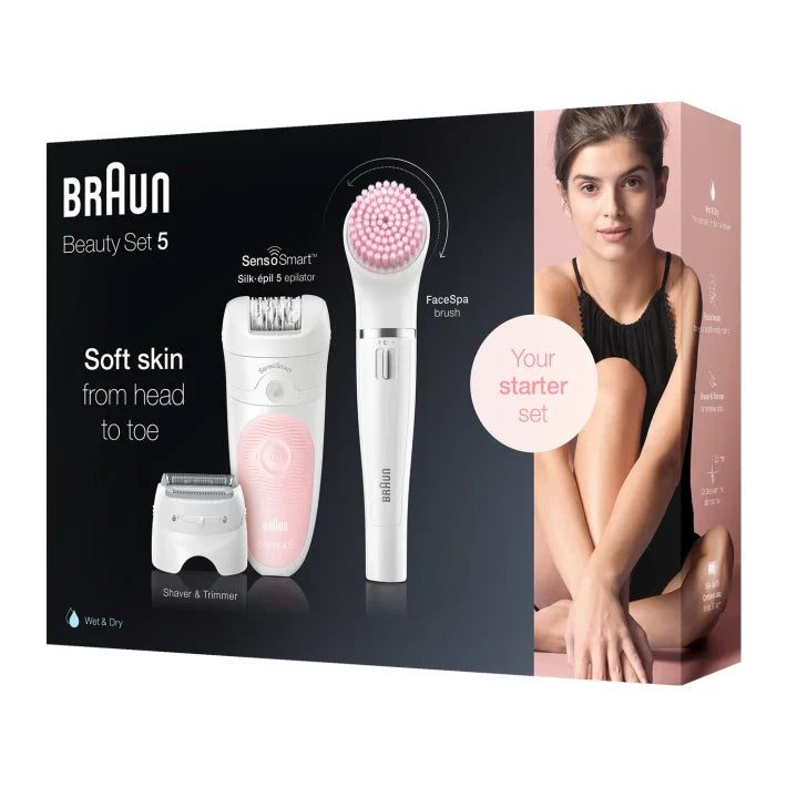 Braun Beauty Set 5 Silk-épil, Wet & Dry, White/Pink - SES5-875BS