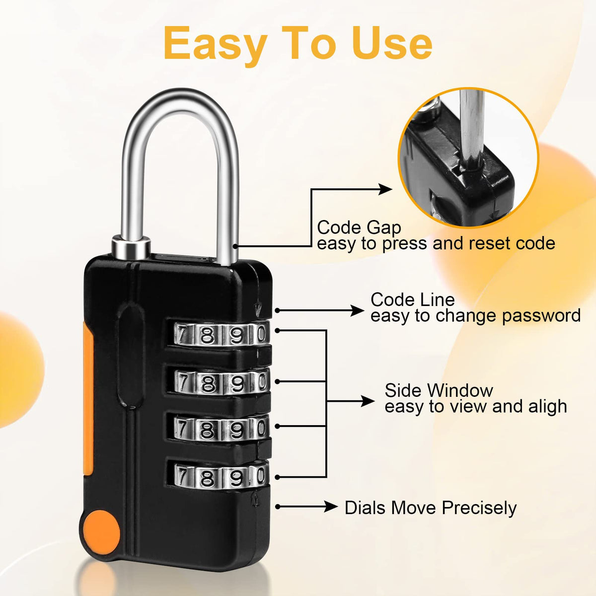 KASTWAVE Combination Padlocks, Luggage Lock Suitcase Locks, 2 Pack Small Waterproof Padlocks, 4 Digit Code Security Locks for School Gym Locker, Gate, Shed, Tool Boxes, Fences