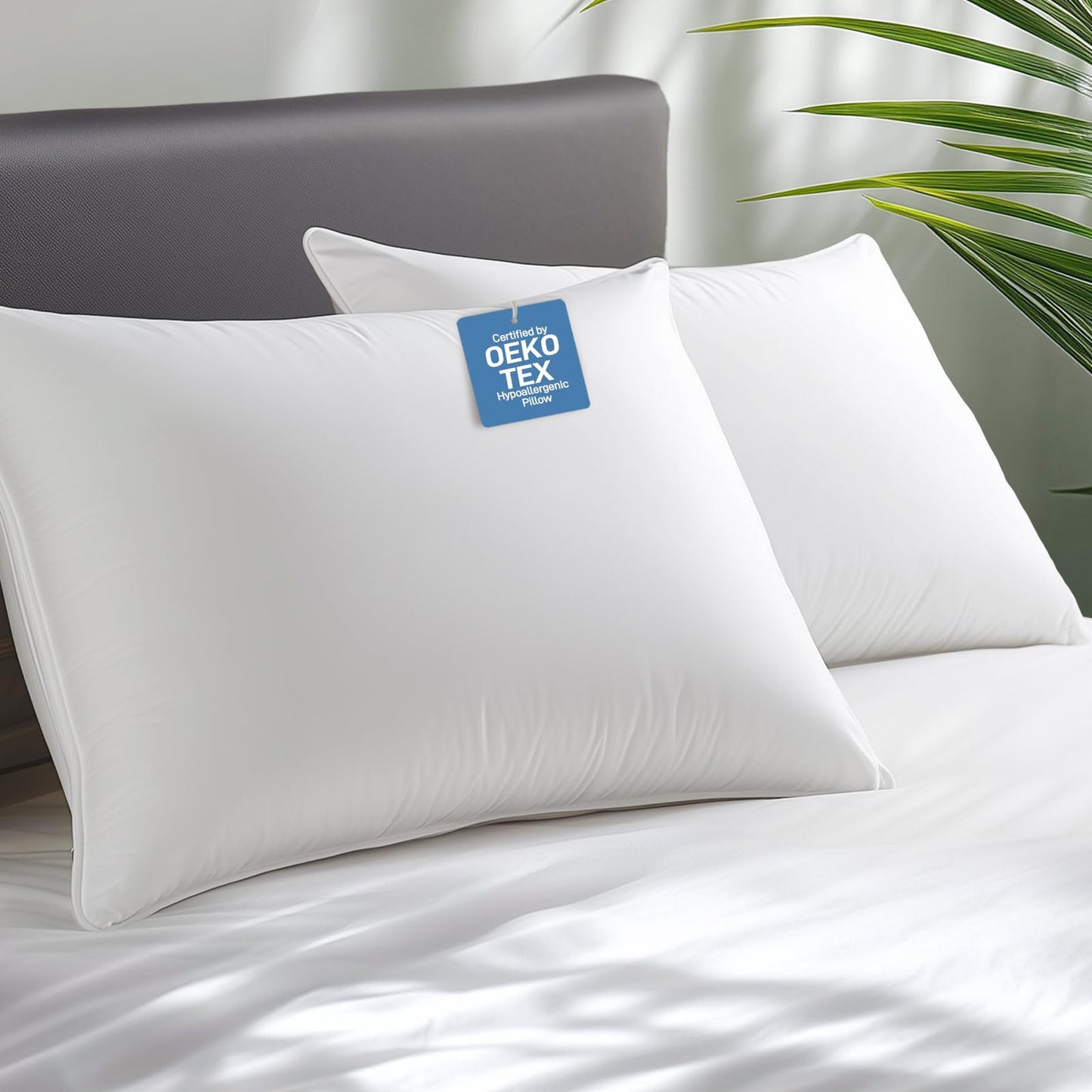 Hypoallergenic Bamboo Viscose Shell, Soft Bed Pillows King Size Set of 2 with Down Alternative Filling, Oeko-Tex Certified, Luxury Hotel Quality for Stomach, Back and Side Sleepers - Medaid International