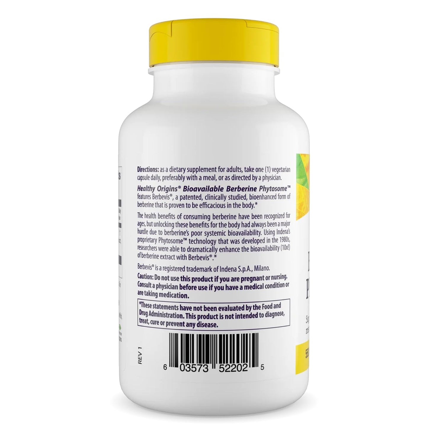 Healthy Origins Berberine Phytosome 550 mg (Berbevis), Berberine Supplement for Metabolic Support, Non-GMO, Vegan, 120 Veggie Caps - Medaid International