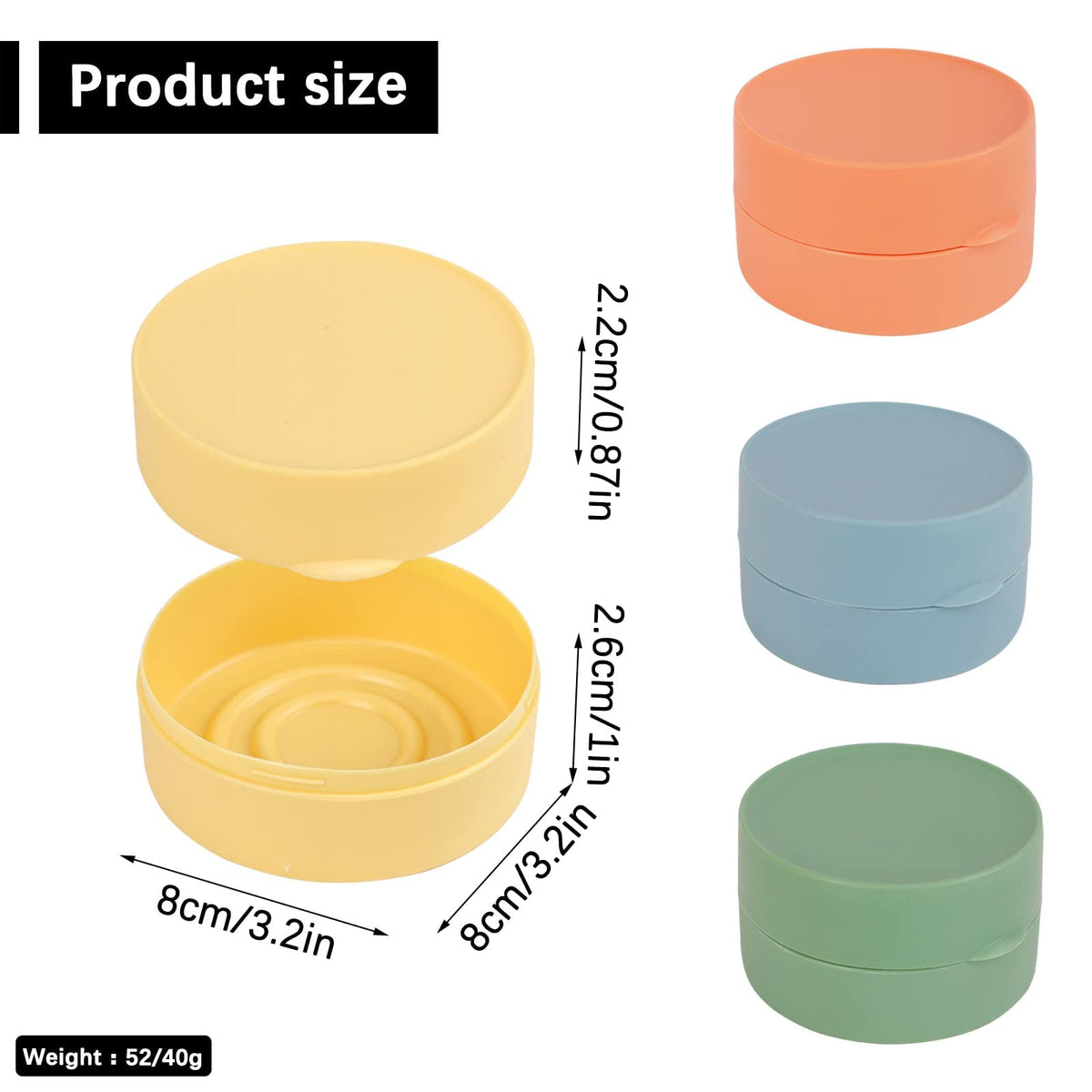 TERRIFI Travel Soap Box Holder Case, 4 Pcs Portable Leak Proof Round Soap Dishes Container with Lid for Shower Gym Bathroom(4 Small)