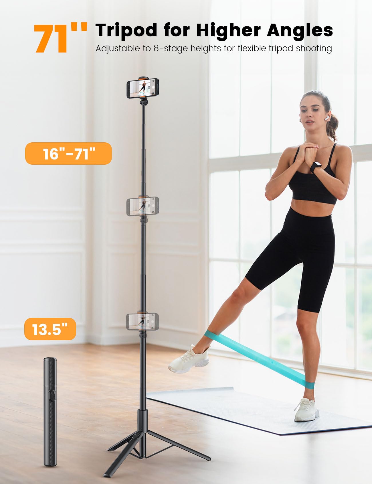 ANXRE 71" Phone Tripod, NT79 Extendable Selfie Stick Professional Video Accessories for Cell Phone＆Camera, Phone Tripod Stand Holder with Remote Compatible with iPhone Android, Camera - Medaid International