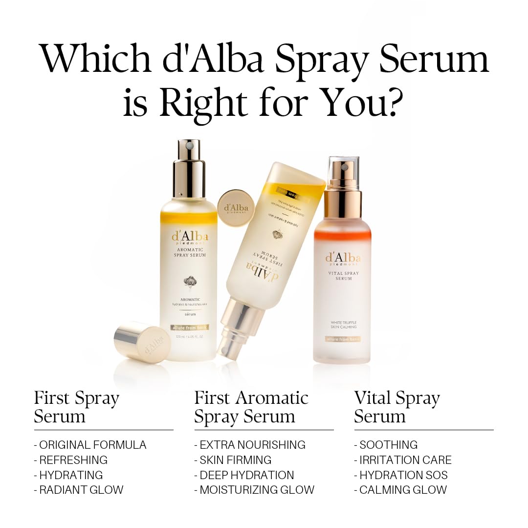 d'alba Piedmont Italian White Truffle First Spray Serum, Vegan Skin Care, Hydrating Face Moisturizer, Glow Serum for Radiant Skin, Non Comedogenic, All In One Mist (1.69 fl oz.) - Medaid International