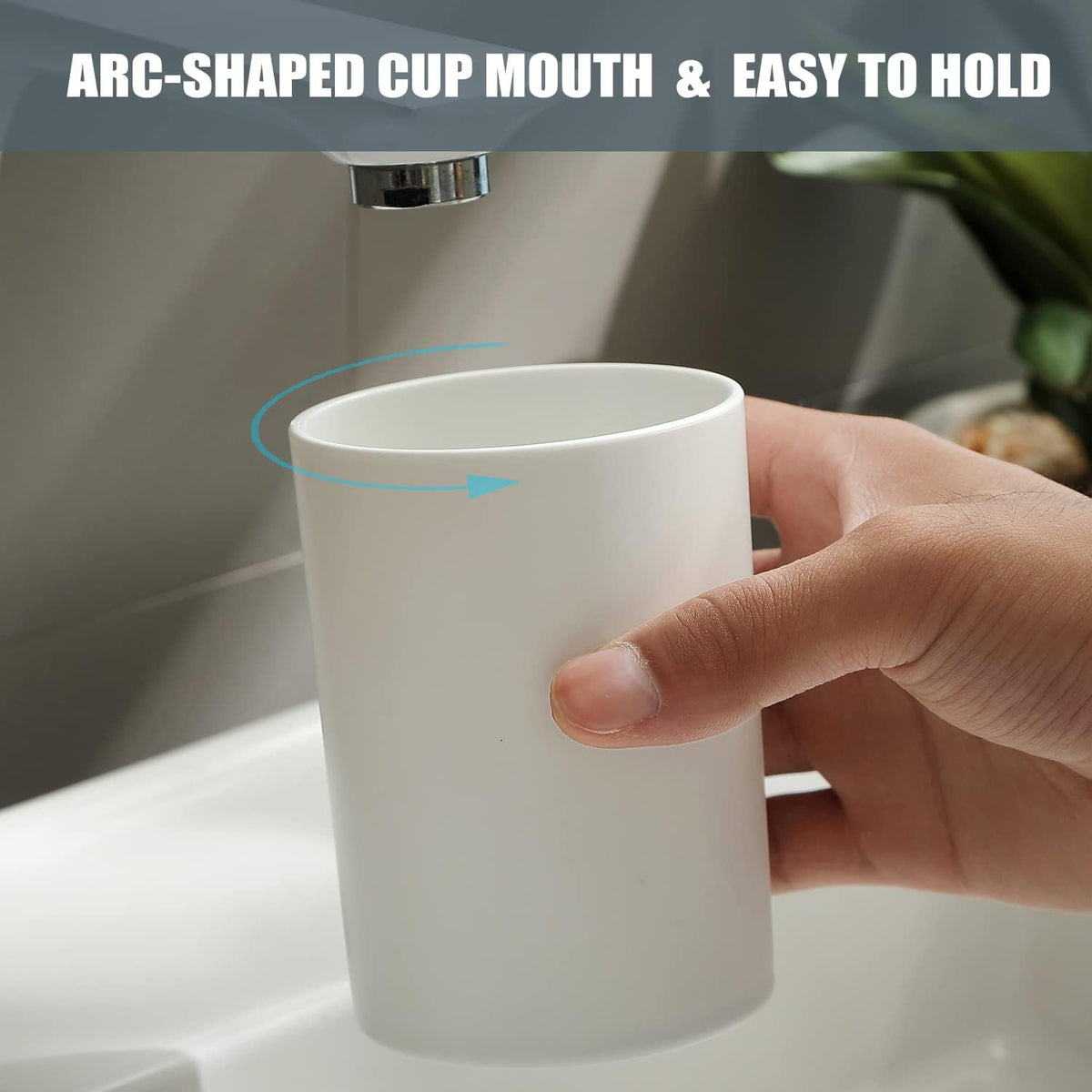 TERRIFI Toothbrush Cup, 2 PCS Unbreakable Bathroom Tumbler Cup, 300ml Plastic Mouthwash Rinse Cups, Durable PP Tooth Brush Holder, Ideal for Bathroom Use, Grey