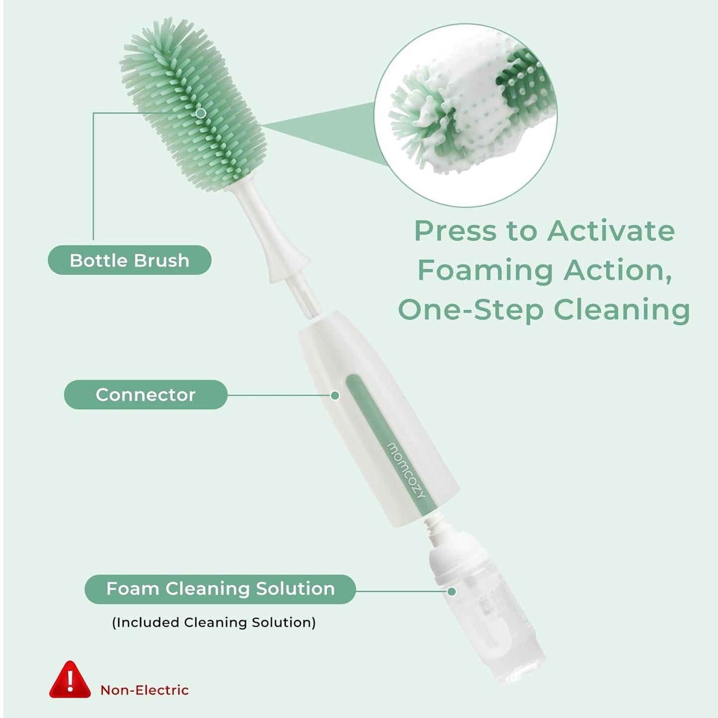 Momcozy Innovative Push-Press Design Bottle Brush Kit