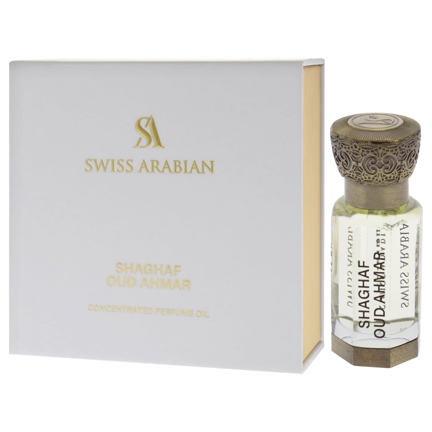 Swiss Arabian Shaghaf Oud Ahmar - Luxurious Concentrated Perfume Oil - Long Lasting Artisan Perfume with Notes of Iris, Amber, and Vanilla - 0.4 oz - Medaid International