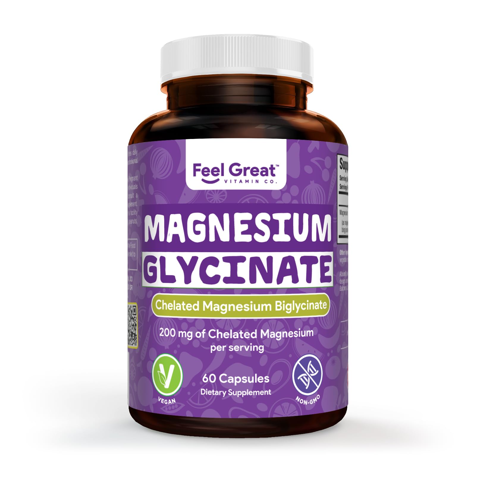 Feel Great Magnesium Bisglycinate – High Absorption, Buffered & Chelated Magnesium for Muscle, Bone & Joint Support – 60 Easy-to-Swallow Vegan Capsules - Medaid International