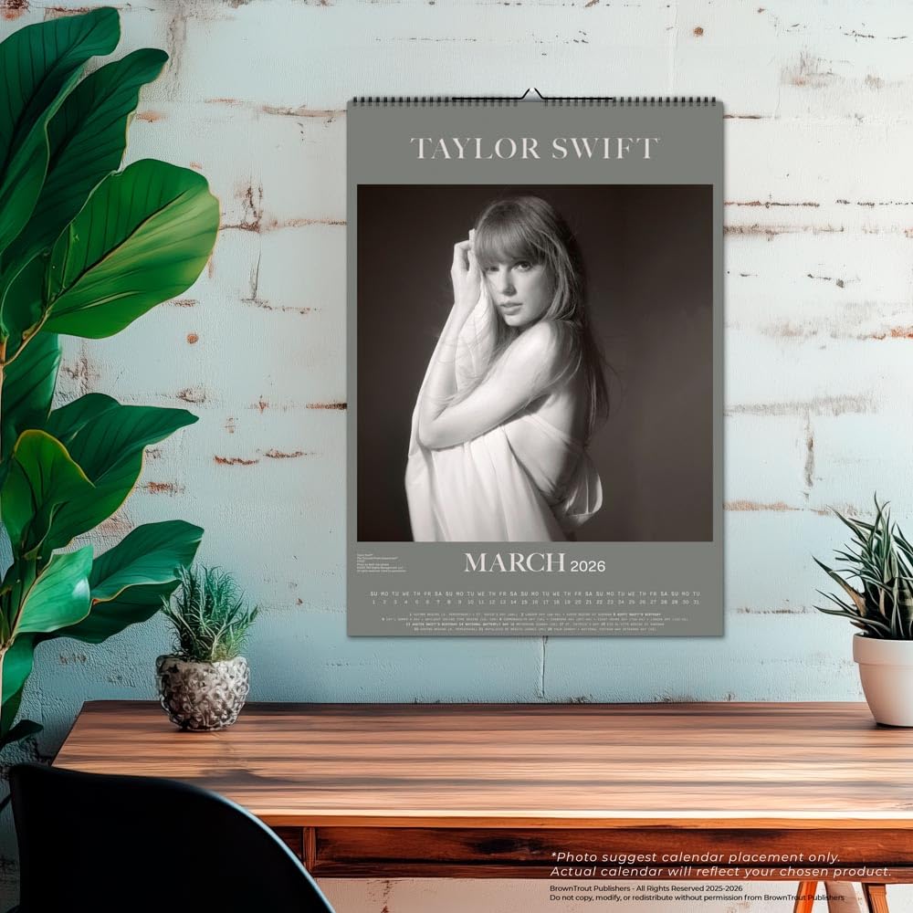 Taylor Swift OFFICIAL | 2026 11.7 x 16.5 Inch (Hanging) Monthly A3 Poster Wall Calendar | BrownTrout | Music Pop Singer Songwriter Celebrity - Medaid International