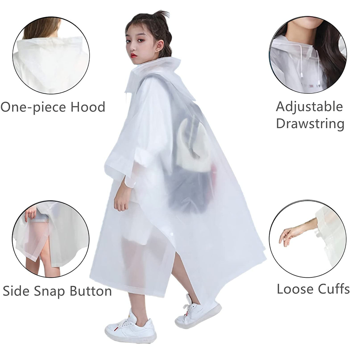 Rain Poncho for Kids, [2 Pack] EVA Kids Raincoat Reusable Rain Coat Jacket for Kids, Boys, and Girls 6-13 Years Old