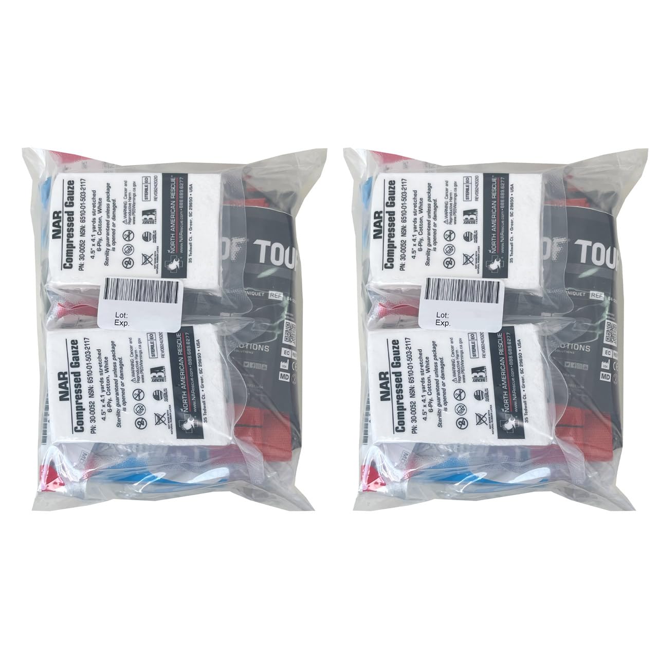 Stop The Bleed Dual Kit - Public Access for Bleeding Control IFAK, Sized to Fit in an AED Cabinet Red Case with Two Complete Modules from The Rescue Essentials Brand