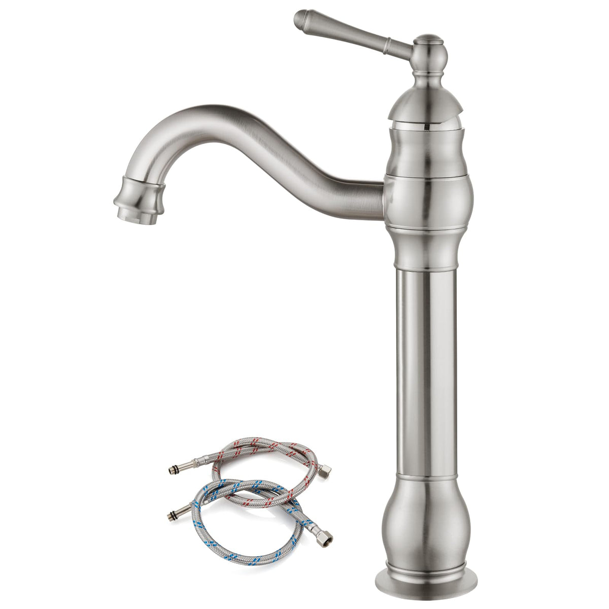 gotonovo Bathroom Vessel Sink Faucet Polish Chrome Single Handle Lavatory Vanity Mixer Bar Tap 360° Swivel with Pop Up Drain Tall Spout Single Hole Deck Mount