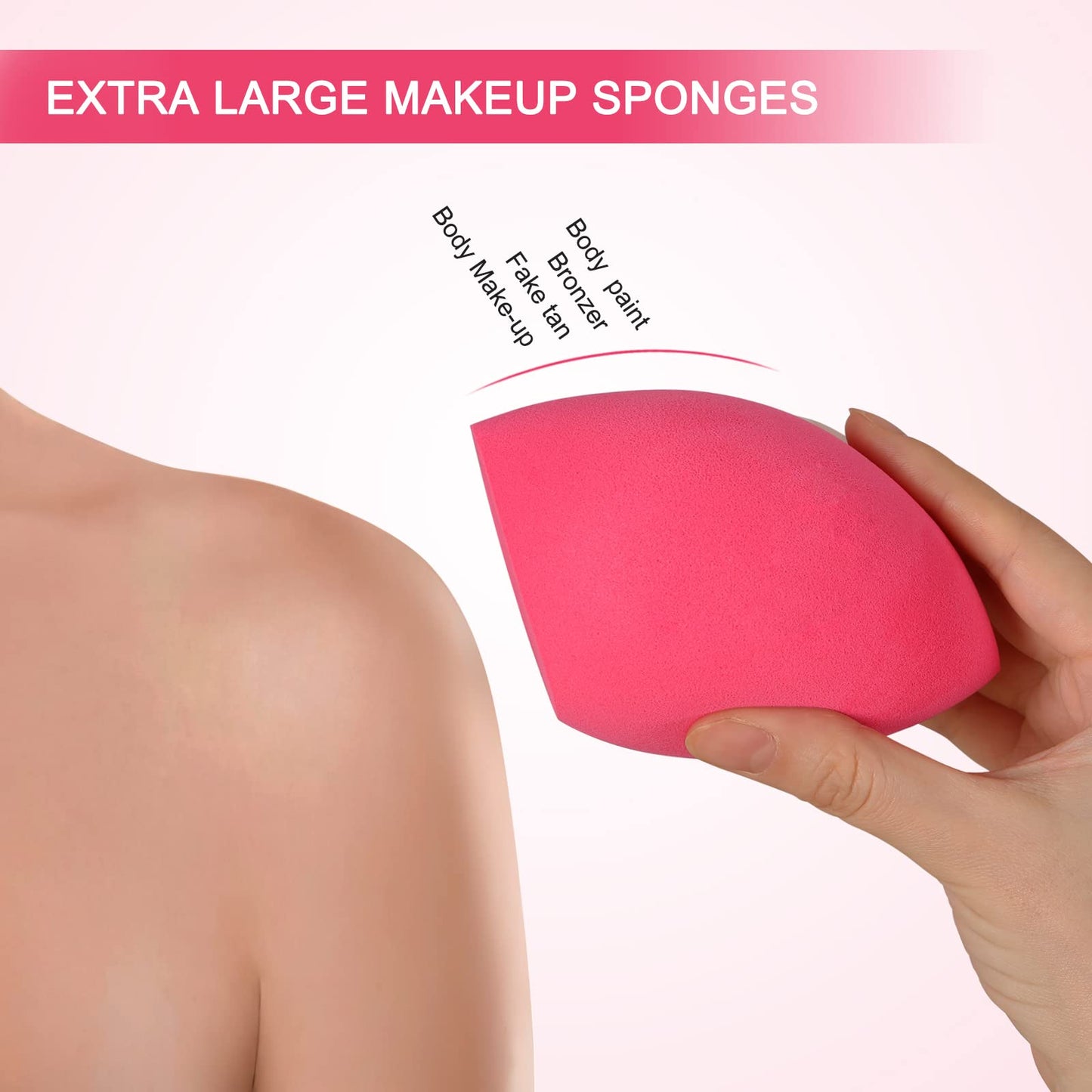 EXTRA LARGE 11CM Make Up Beauty Sponges Blender BIG for Face & BODY (1x Small 1x Large) -With 2 Sponge Holder- FASTER FLAWLESS APPLICATION for Foundation/Fake Tan/Powder/Blending/Setting/ - Medaid International