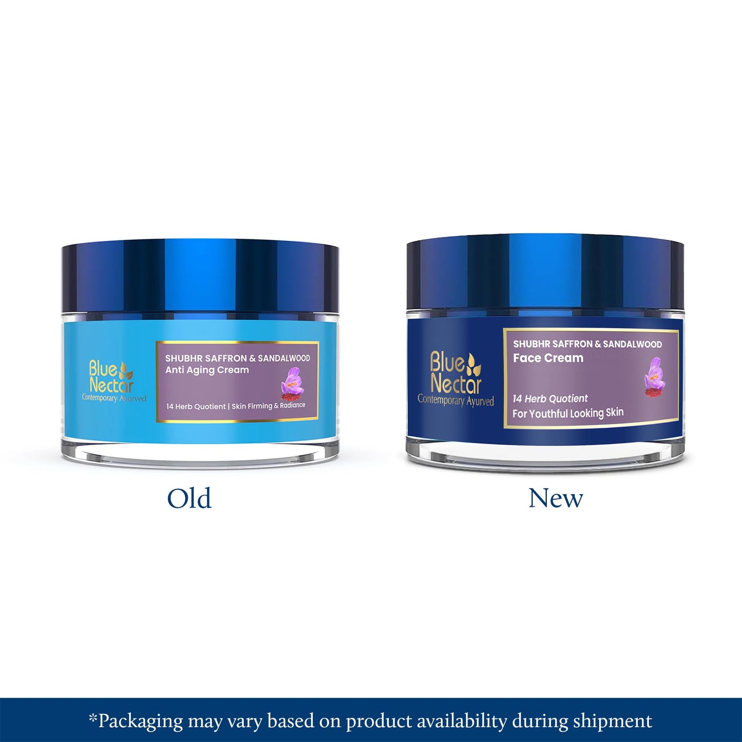 Blue Nectar Face Cream for Women for Aging Skin | Ayurvedic Daily Face Moisturizer for Women with Kumkumadi Saffron Oil for Skin | Hydrating Day & Night Cream (14 Herbs, 1.76 Oz) - Medaid International