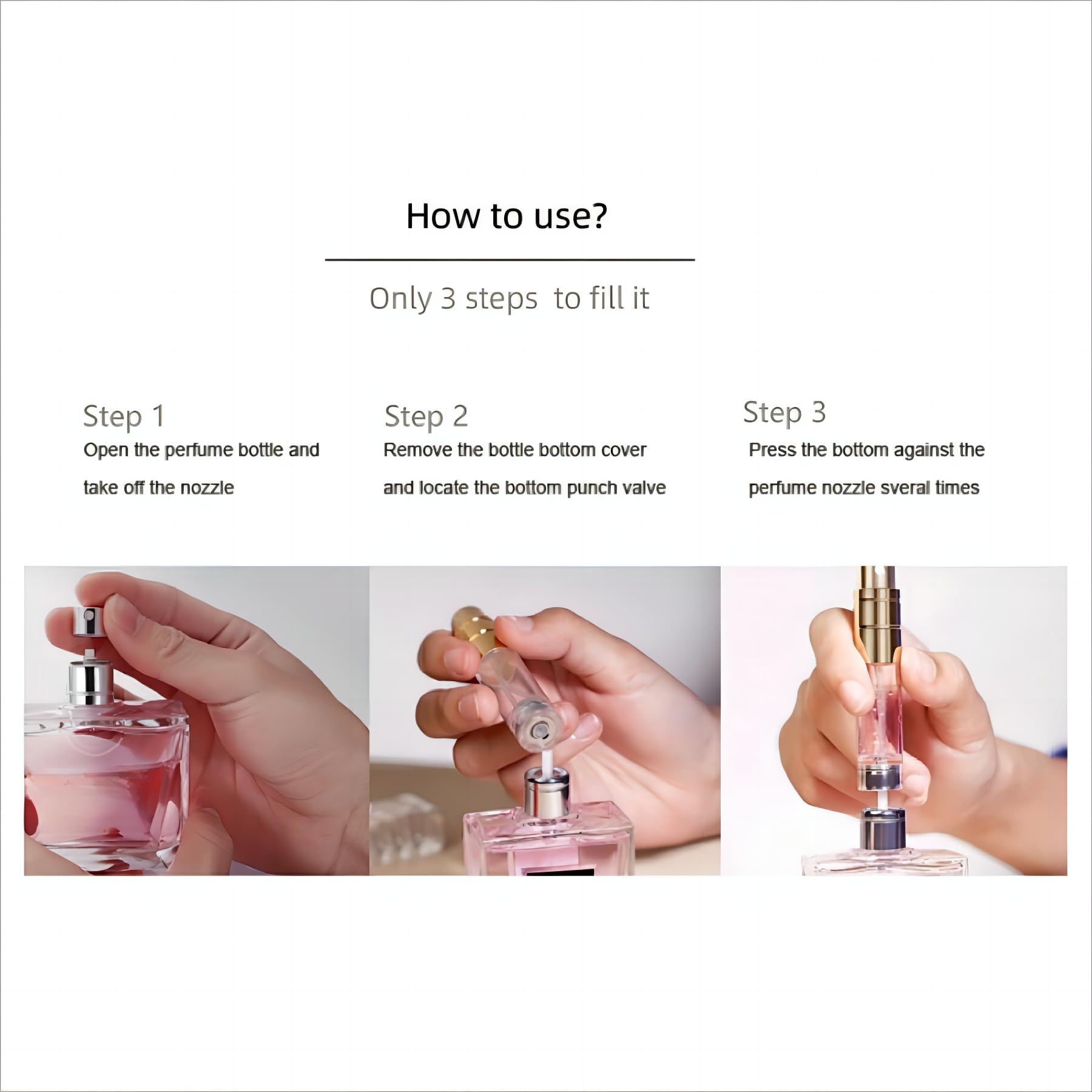 Furio Refillable Perfume Bottle Atomizer for Travel, Portable Easy Refillable Perfume Spray Pump Bottle for Men and Women with 5ml/0.17oz Pocket Size for F901 (8), 2.2*8.6 - Medaid International
