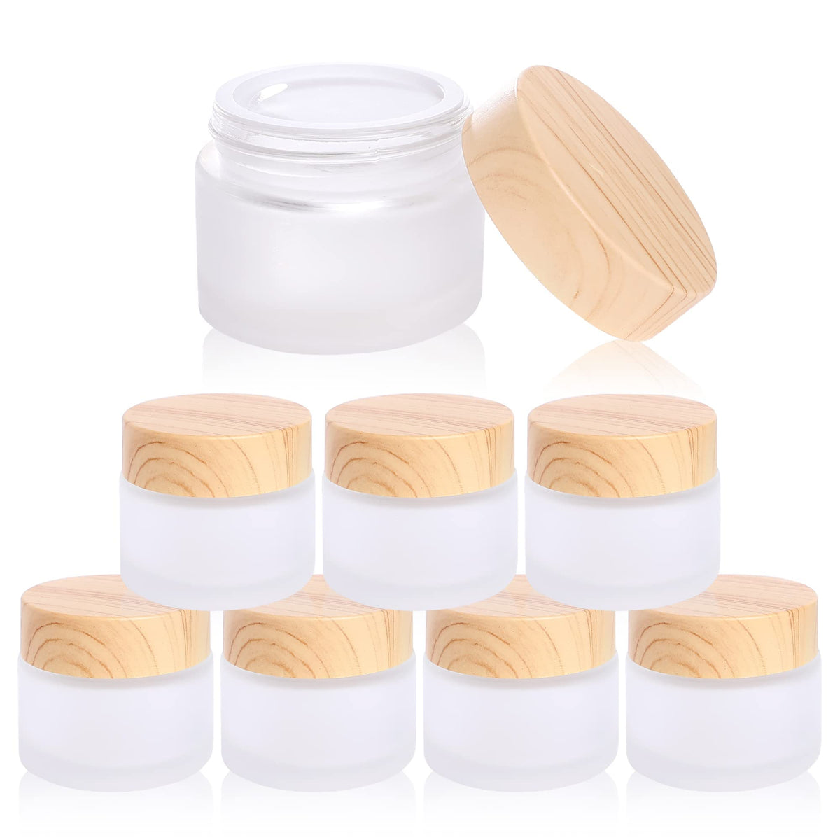 TERRIFI Cosmetic Containers, 10ML Frosted Glass Jars with Leakproof Lids for Makeup, Lip Scrub, Balm, Lotions, Eye Creams & DIY Samples (8 Pack)