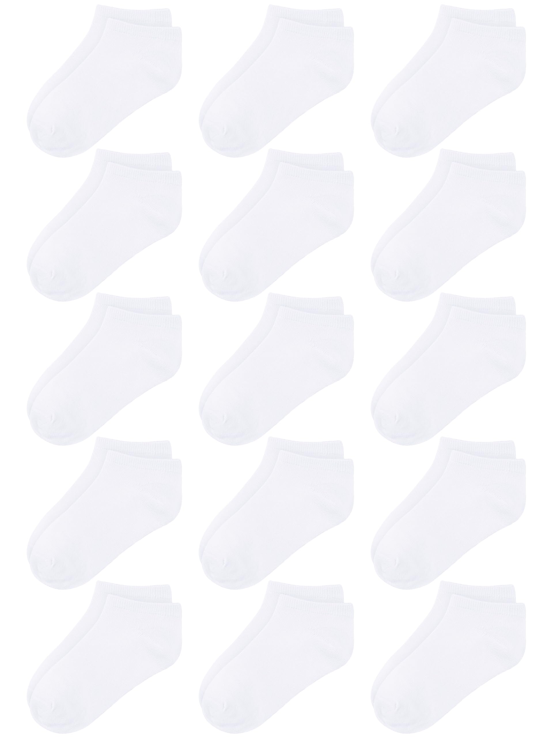 Cooraby 15 Pack Kids' Half Cushion Low Cut Athletic Ankle Socks Boys Girls Ankle Socks (2-4 Years, White) - Medaid International