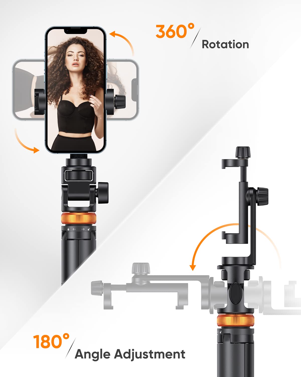 EUCOS 62" Phone Tripod, Tripod for iPhone & Selfie Stick with Remote, Extendable Cell Phone Stand & Ultimate Phone Holder, Solidest Phone Stand Compatible with iPhone/Android - Medaid International