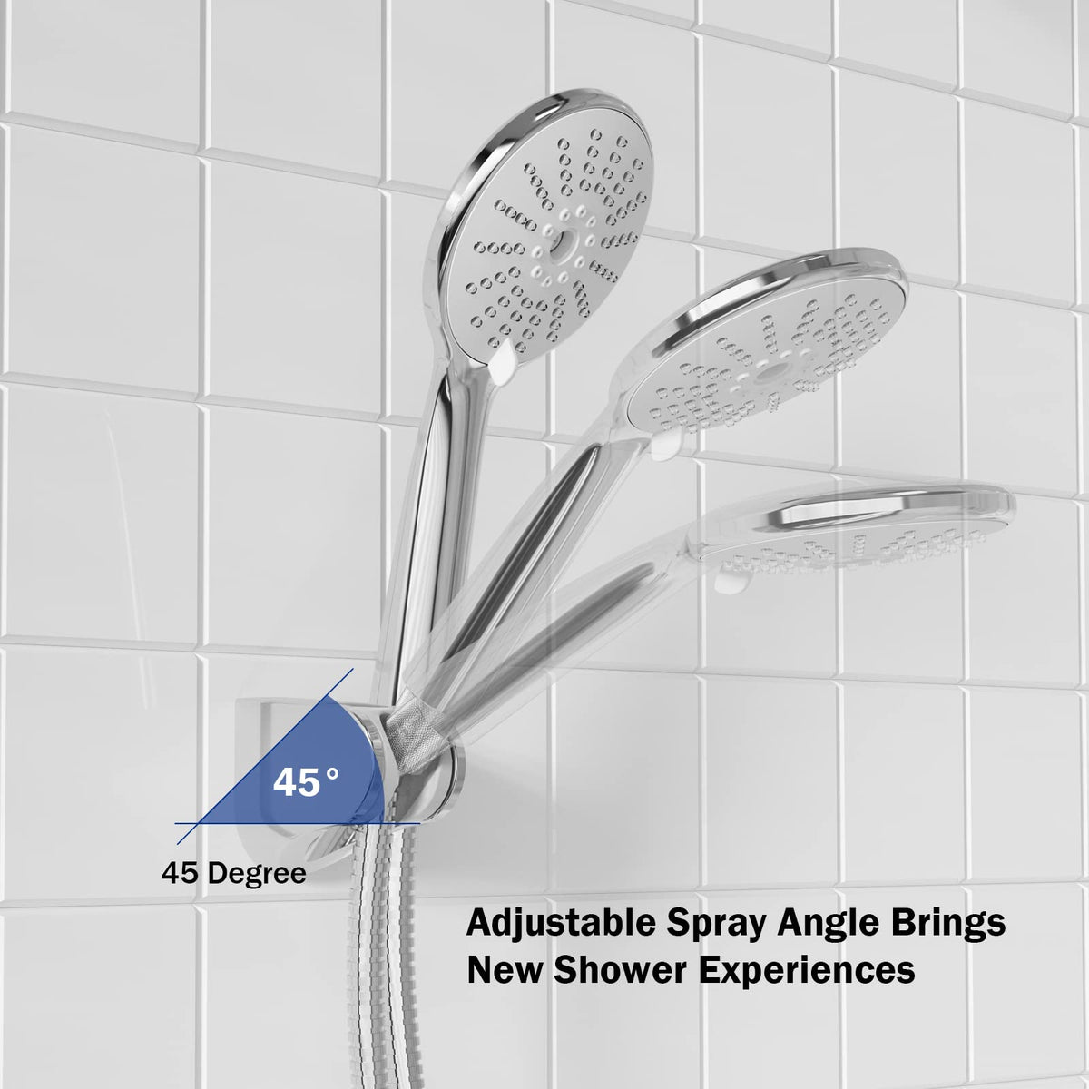 JOMOO Shower Head Holder, Adjustable Shower Head Holder Shower Mounting Brackets Handheld Shower Wand Bracket Shower Wall Mount Holder Chrome Finish